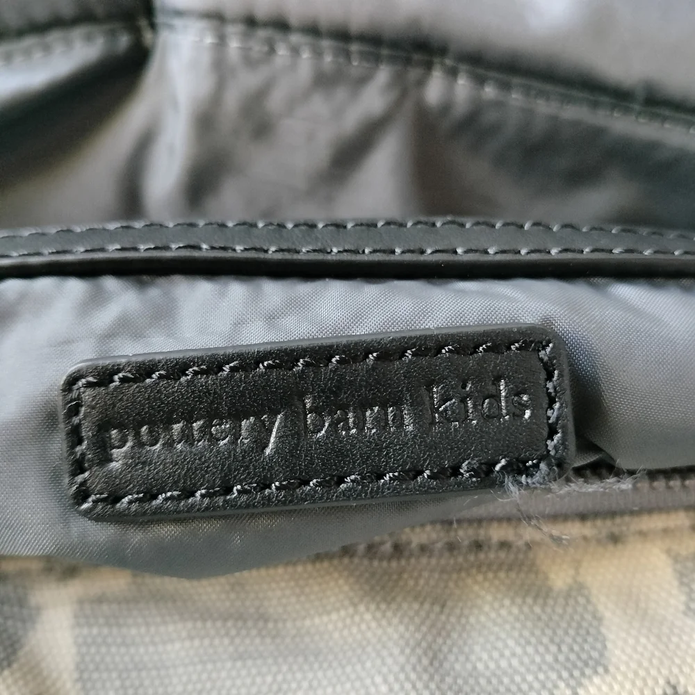 Pottery Barn Kids Gray Ikat Baby Diaper Bag Tote Travel Removable Strap